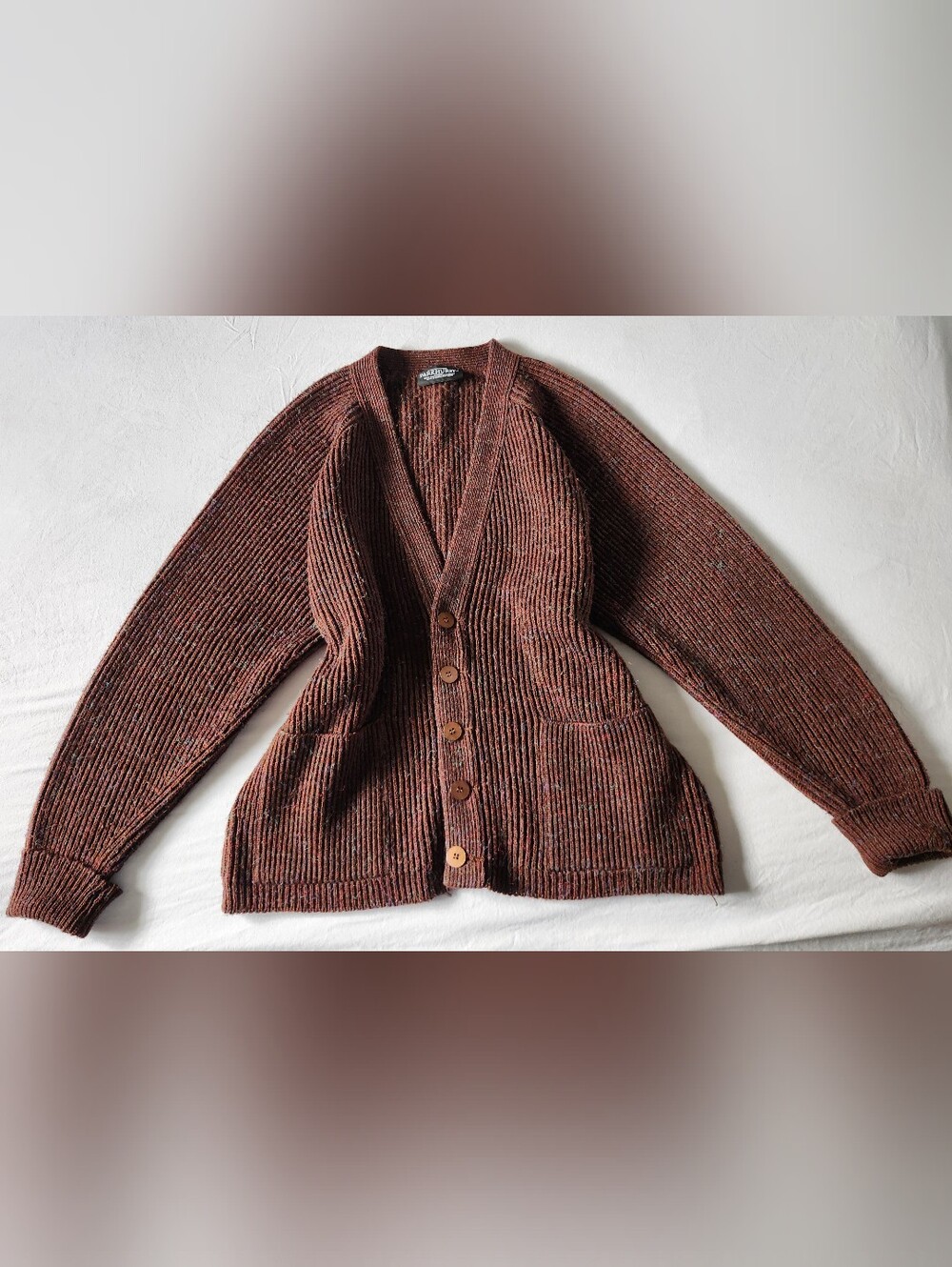 Vintage Parkhurst Brown Ribbed Cardigan Sweater
